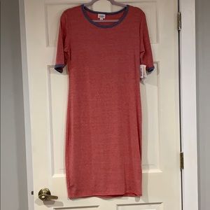 LuLaRoe red and gray Julia dress M NWT